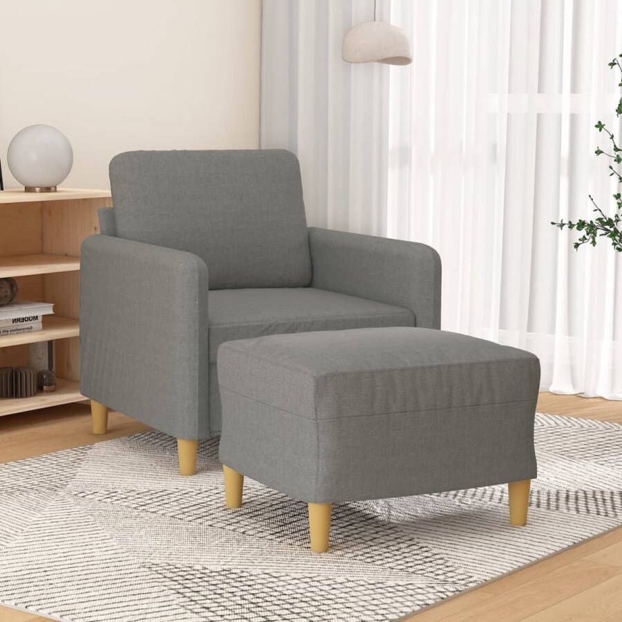 The Living Store Fauteuil Armstoel Voetenbank Donkergrijs 78x77x80 cm