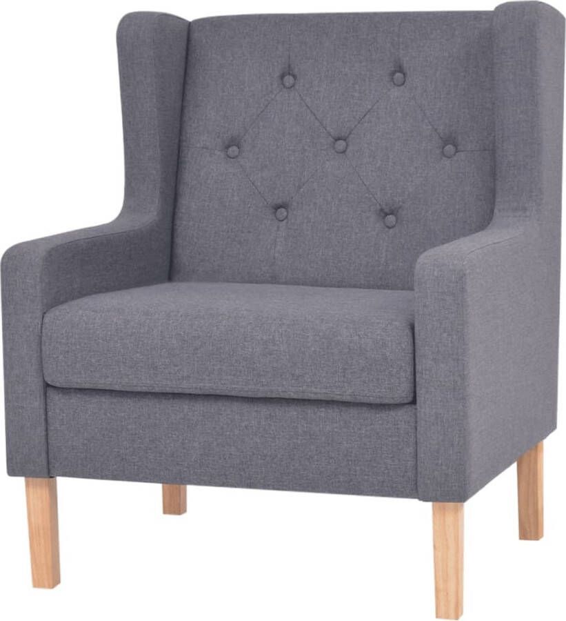 The Living Store Fauteuil Grijze Houten Frame 76 x 68 x 90 cm Polyester Comfortabele Fauteuil Fauteuils Fauteuil Grijs Lounge Stoel Leesfauteuil - Foto 2