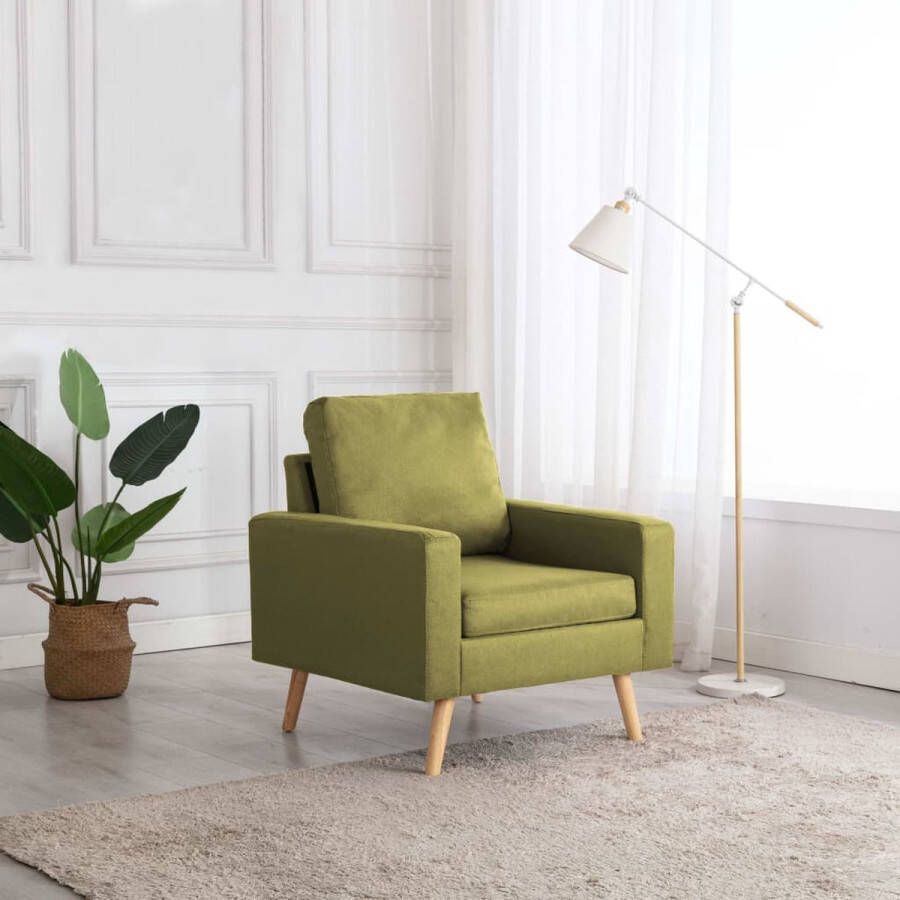 The Living Store Fauteuil Groen Stof 77 x 71 x 80 cm Comfortabel zitmeubel met zachte bekleding - Foto 2