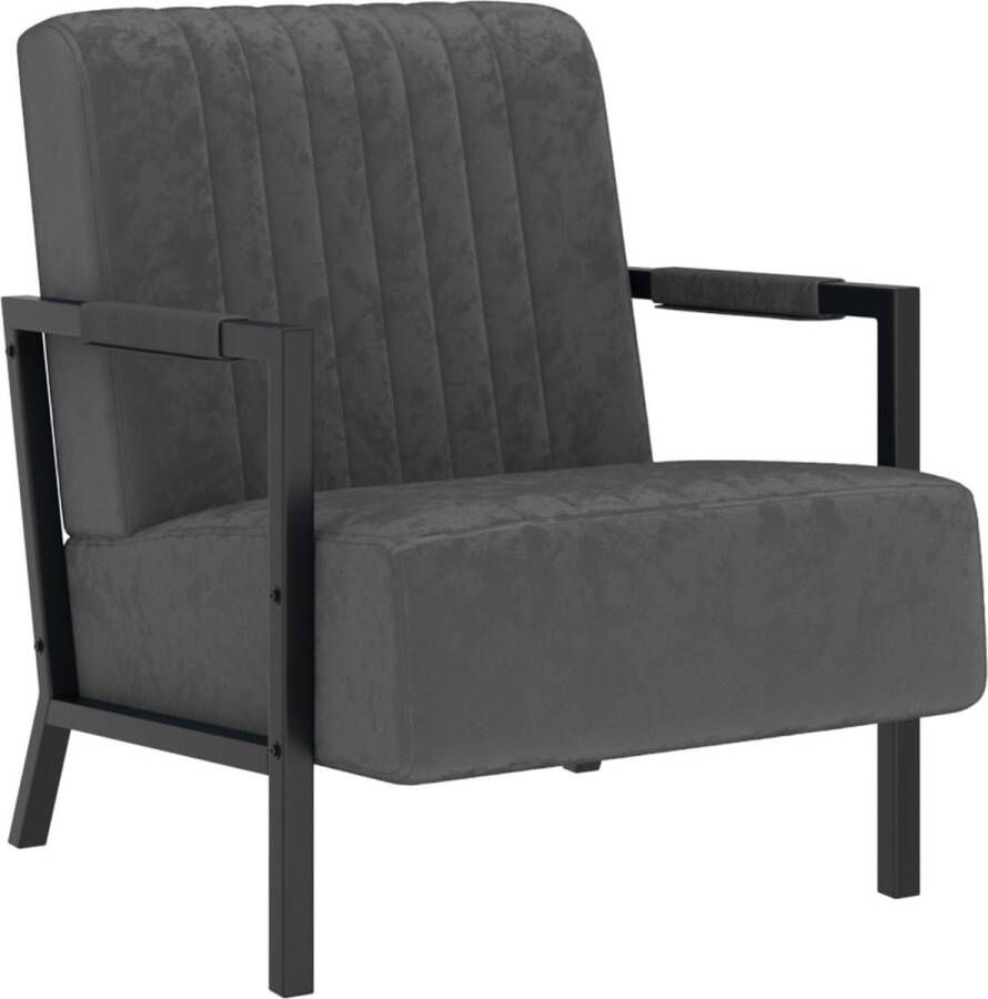 The Living Store Fauteuil Industrieel 66x84x84 cm Donkergrijs Zwart - Foto 2