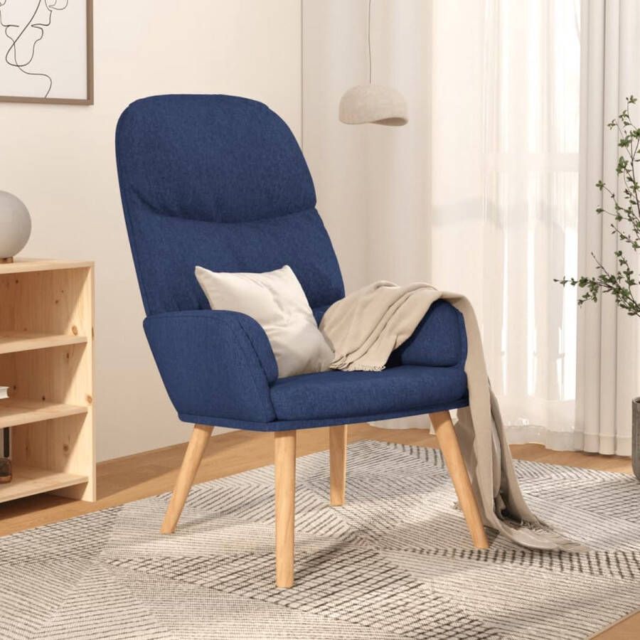 The Living Store Fauteuil Relax Blauw 70 x 77 x 98 cm Dik Gevoerd Metaal - Foto 2