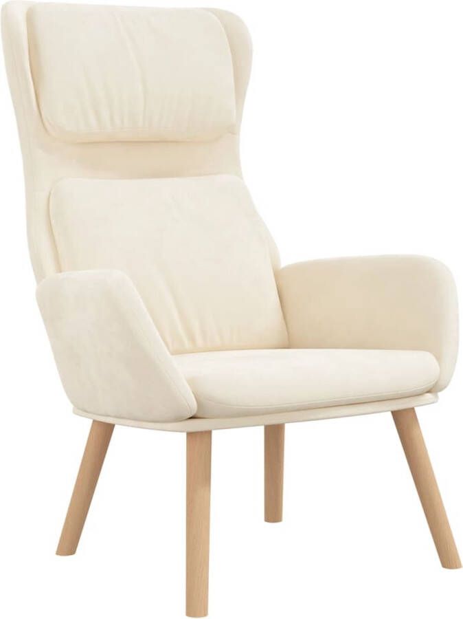 The Living Store Fauteuil Relaxstoel Afmeting- 70 x 77 x 98 cm Kleur- crèmewit Materiaal- fluweel metaal rubberwood Gewatteerd voor optimaal zitcomfort Armleuningen voor ontspanning Montage vereist