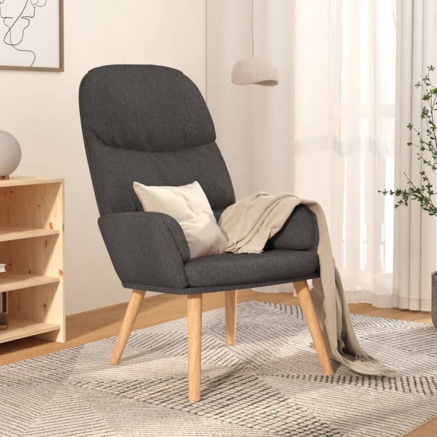 The Living Store Fauteuil Relaxstoel Donkergrijs 70 x 77 x 98 cm Dik gevoerd en zacht aanvoelende stof - Foto 2