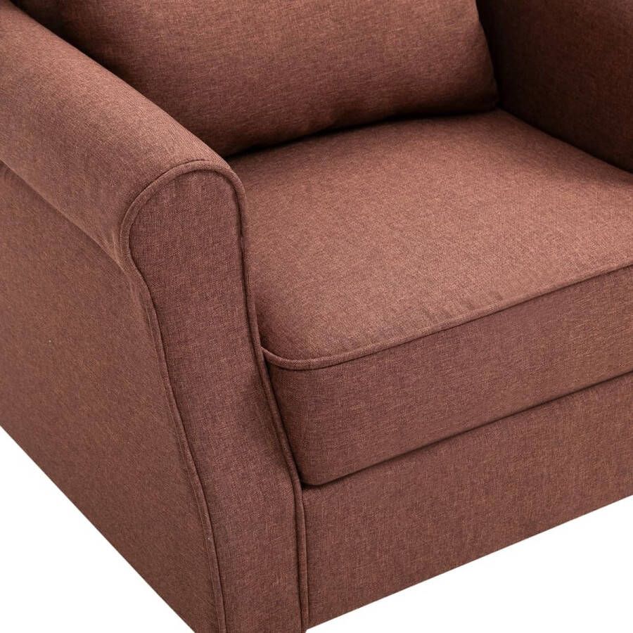 The Living Store Armstoel Fauteuil Bruin 68x73x101 cm Houten frame stoffen bekleding - Foto 3