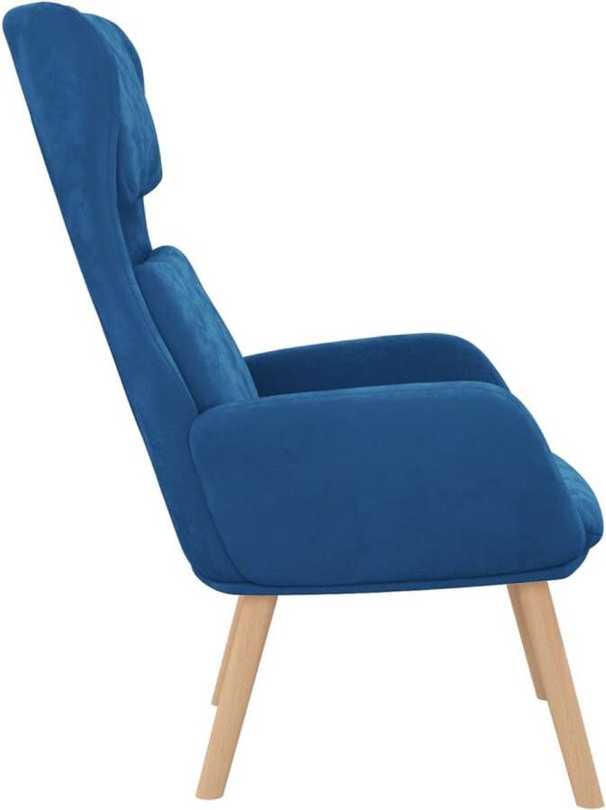 The Living Store Fauteuil Velvet Blauw 70x77x98 cm Optimaal zitcomfort - Foto 2