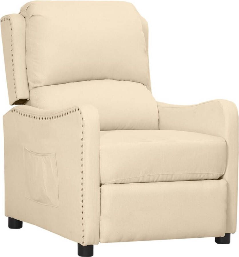 The Living Store Fauteuil verstelbaar stof crèmekleurig Fauteuil