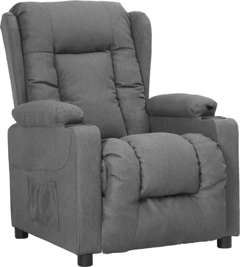 The Living Store Verstelbare stoel Fauteuil Lichtgrijs 72.5x96x99.5cm Met 2 bekerhouders - Foto 2