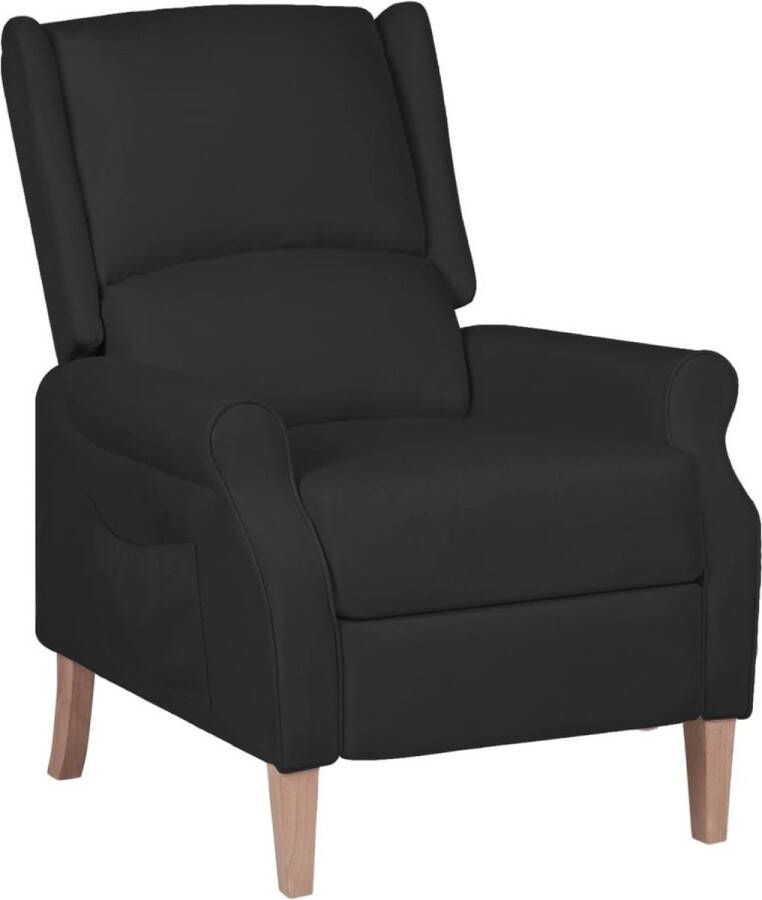 The Living Store Fauteuil Verstelbaar Zwart 71 x 90.5 x 101.5 cm Stof Houten poten - Foto 2