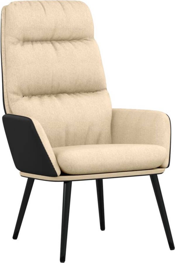 The Living Store Fauteuil Zacht Stof Kunstleer 70x77x98 cm Crème Relaxstoel Fauteuill Lounge Chair Stoffen Bank Creme Kleurenbank - Foto 3