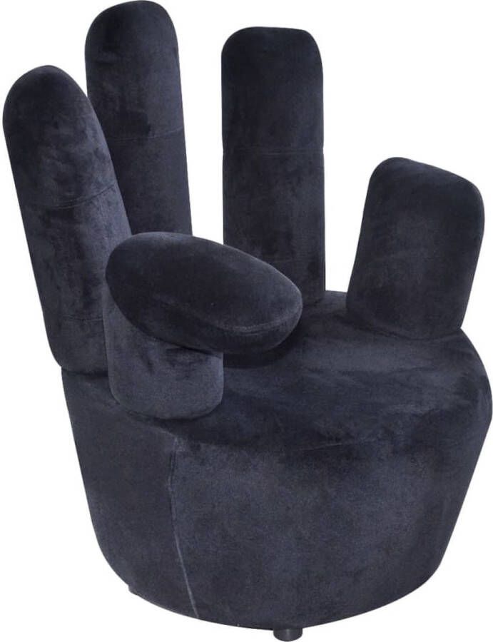 The Living Store Stoel handvormig fluweel zwart Fluwelen Stoel Handvormige Stoel Lounge Stoel Eetkamerstoel Moderne Stoel - Foto 4