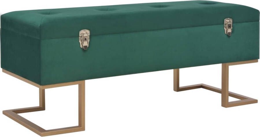 The Living Store Fluwelen Bank Groen 105 x 40 x 44 cm Met Intern Opbergvak Fluwelen Bank Bankje Met Opbergvak Opbergbank Binnenbank Entreebank - Foto 2