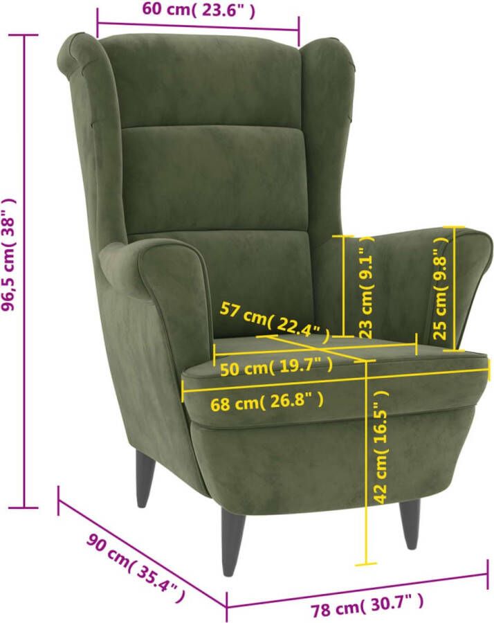 The Living Store Fluwelen Fauteuil Lichtgroen 81 x 90 x 96.5 cm (B x D x H) - Foto 2