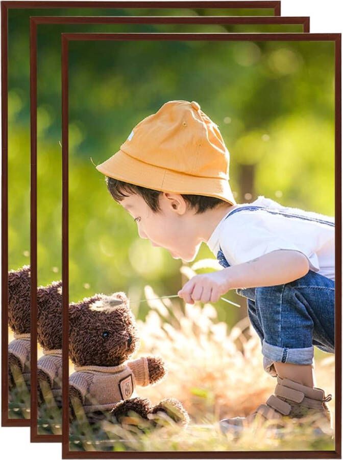 The Living Store Fotolijsten 3 st voor wand of tafel 21x29 7 cm MDFbronskleurig Fotolijsten Fotolijstjes Bruine Fotolijst Houten Fotolijst Mdf Fotolijst - Foto 2