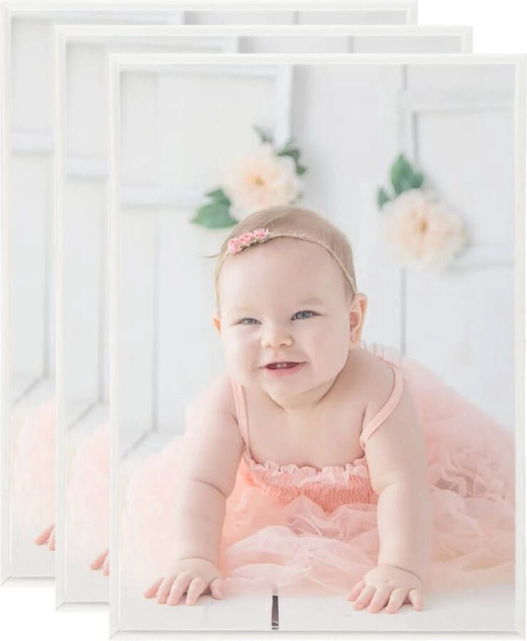 The Living Store Fotolijsten 3 st voor wand of tafel 29-7x42 cm MDF zilverkleur Fotolijst