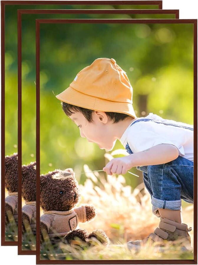 The Living Store Fotolijsten 3 st voor wand of tafel 42x59-4 cm MDF bronskleurig Fotolijst