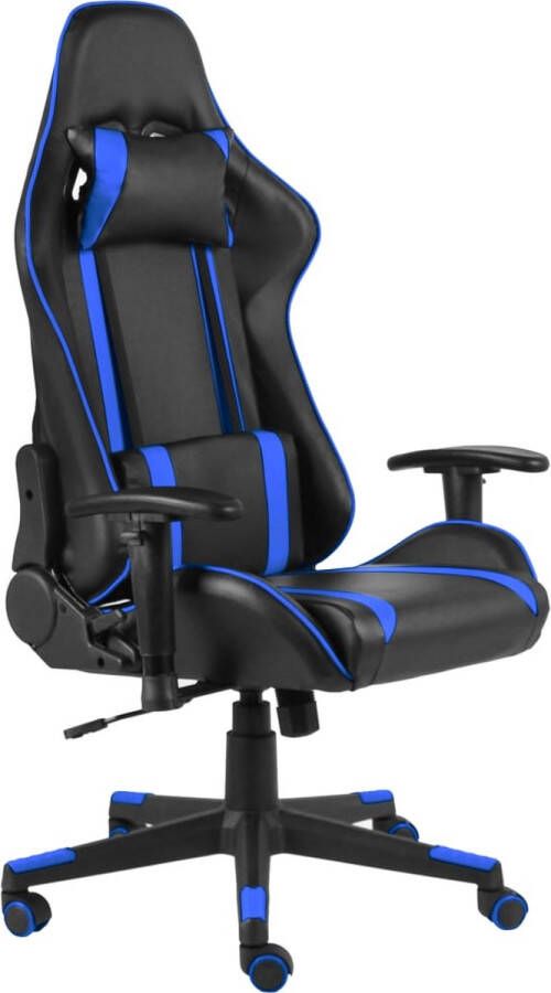 The Living Store Gamingstoel Zwart Blauw Computerstoel Hoge rugleuning Ergonomisch Verstelbaar - Foto 2