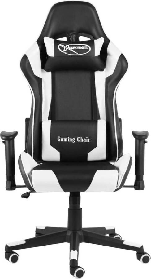 The Living Store Gamestoel draaibaar PVC wit Gamingstoel Bureaustoel Ergonomische Stoel Pc Stoel Sportstoel - Foto 2