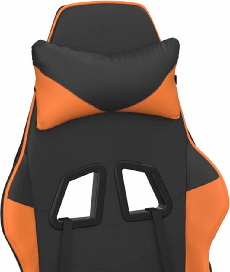 The Living Store Gamestoel Kunstleer Massagefunctie Verstelbaar Handig ontwerp Stevig en stabiel frame Zwart Oranje 66x56x(120.5-131)cm Gamestoel Gamingstoel Massagefunctie Verstelbare Stoel Ergonomische Stoel - Foto 2