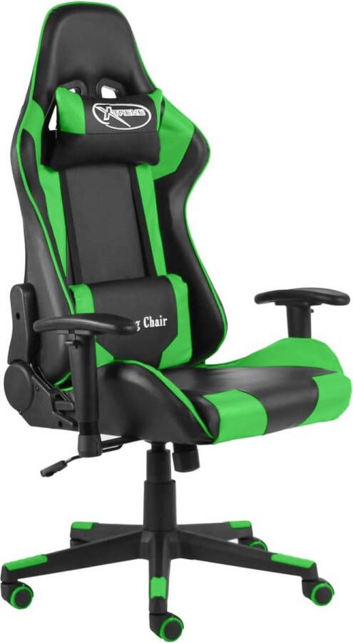 The Living Store Gamingstoel Luxe Opvallende Stoel Ergonomisch en Comfortabel Groen Zwart 68 x 69 x (123-133) cm Metaal PVC Max 110 kg Gamingstoel Gamerstoel Ergonomische Stoel Bureaustool Pc Stoel - Foto 2