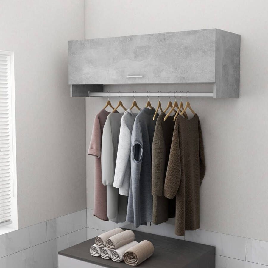 The Living Store Garderobe Betongrijs 100x32.5x35cm Functionele opbergoplossing voor badkamer keuken of wasruimte - Foto 2
