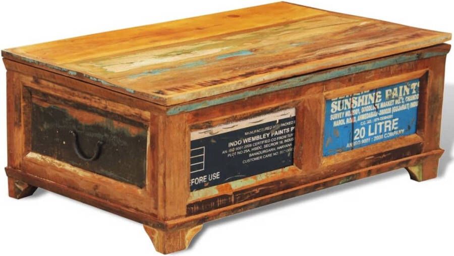 The Living Store Gerecycled Houten Salontafel 85x50x35 cm Opbergvak Handgemaakt - Foto 2