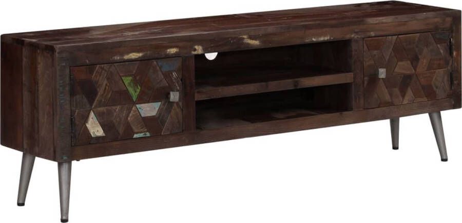 The Living Store TV-meubel Gerecycled Massief Hout 140x30x45cm Industriële stijl - Foto 2