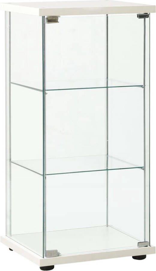 The Living Store Glazen Kast Wit en Transparant 42.5 x 36.5 x 86 cm 4mm Glas Met 3 lagen Vitrinekast Glazen Kast Opbergkast Display Case Woonaccessoires - Foto 2