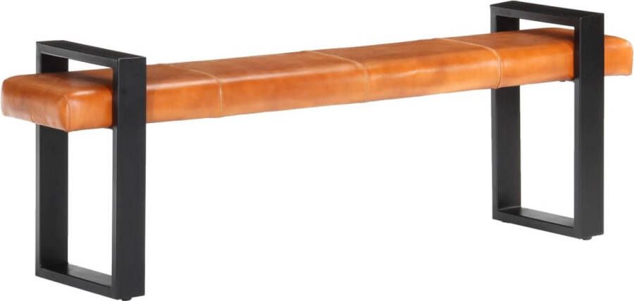 The Living Store Halbankje Vintage Geitenleer Ijzer 160 x 34 x 54 cm