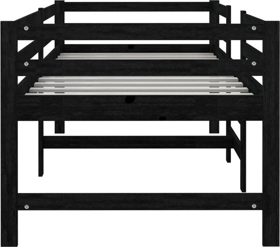 The Living Store Bed halfhoog massief grenenhout zwart 90x200 cm Bedframe Bedframes Halfhoog Bed Houten Bed Eenpersoonsbed Slaapkameraccessoire Halfhoge Bedden Houten Bedden Eenpersoonsbedden Slaapkameraccessoires