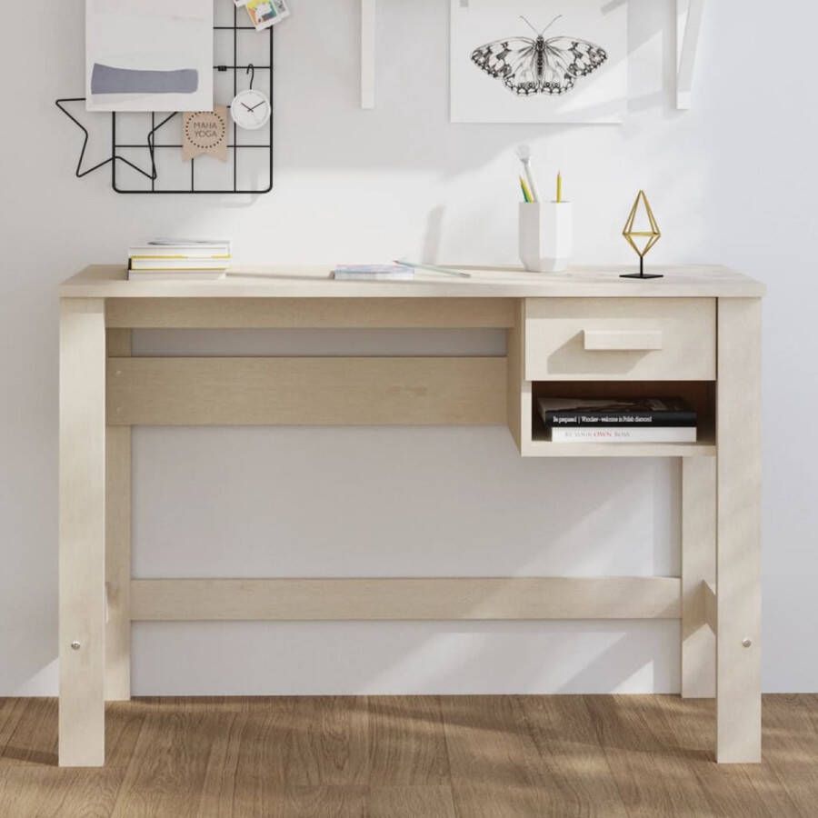 The Living Store HAMAR Bureau Massief Grenenhout 110 x 40 x 75 cm Honingbruin - Foto 2