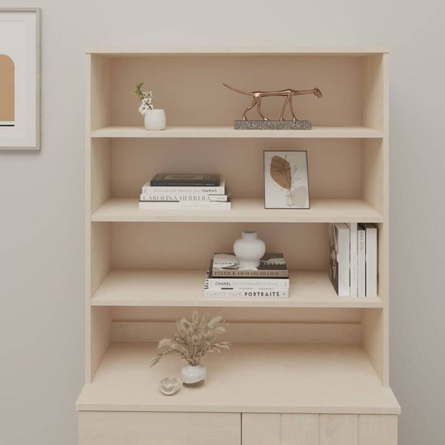 The Living Store Opzetkast HAMAR 90x30x100 cm massief grenenhout honingbruin Houten Opzetkast Bovenkast Opbergkast Salontafel Livingroom Meubels - Foto 2