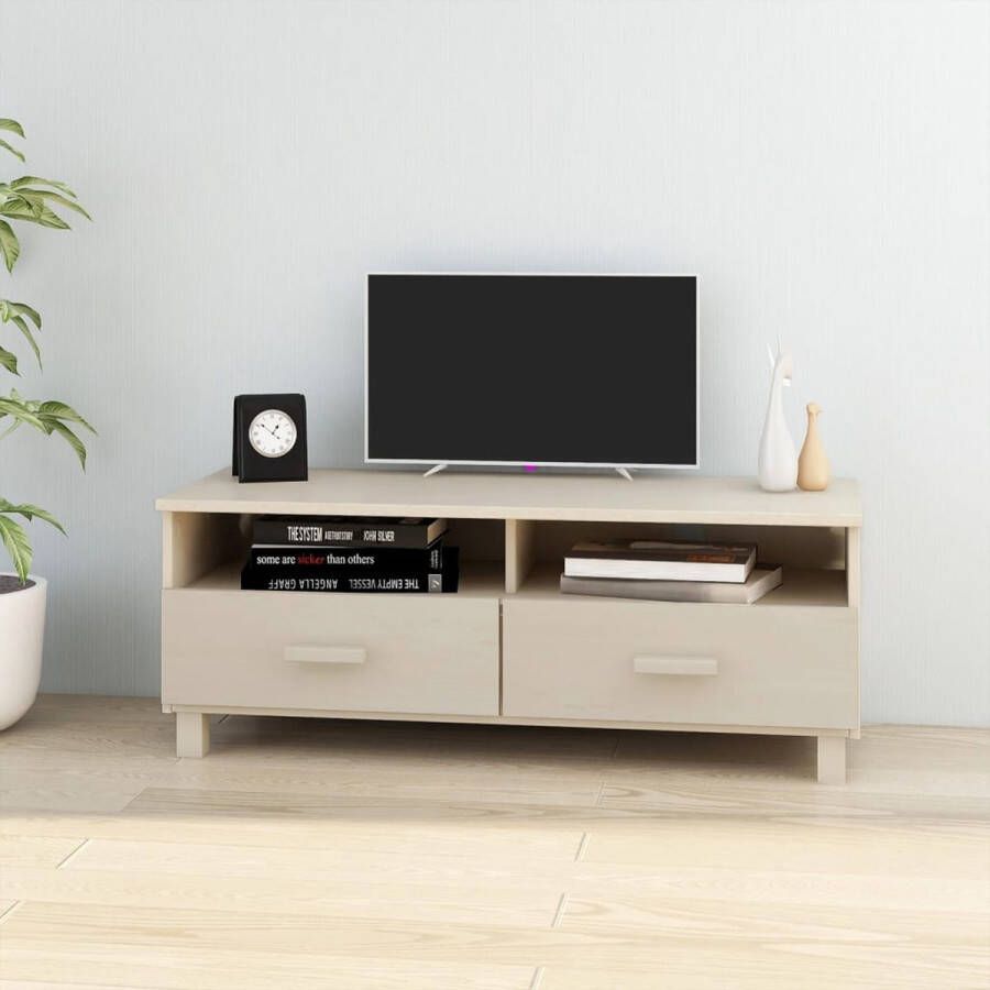 The Living Store HAMAR TV-meubel Massief grenenhout 106x40x40 cm Honingbruin - Foto 3