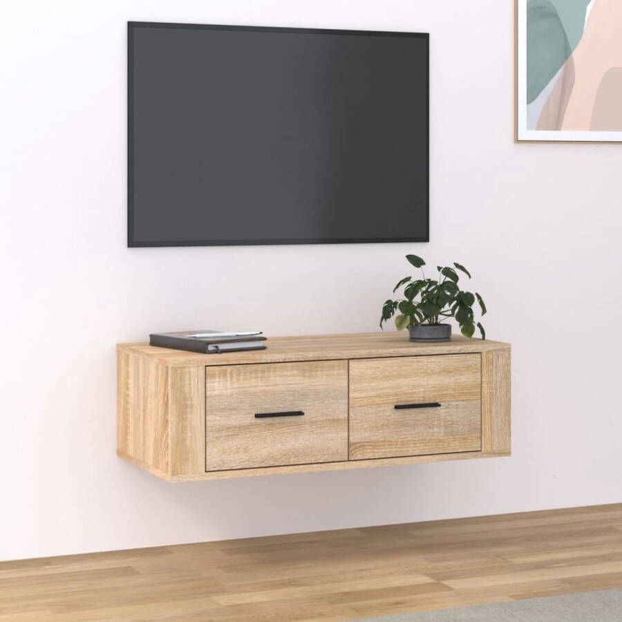 The Living Store Hangend TV-meubel Klassiek 80 x 36 x 25 cm Sonoma Eiken - Foto 2