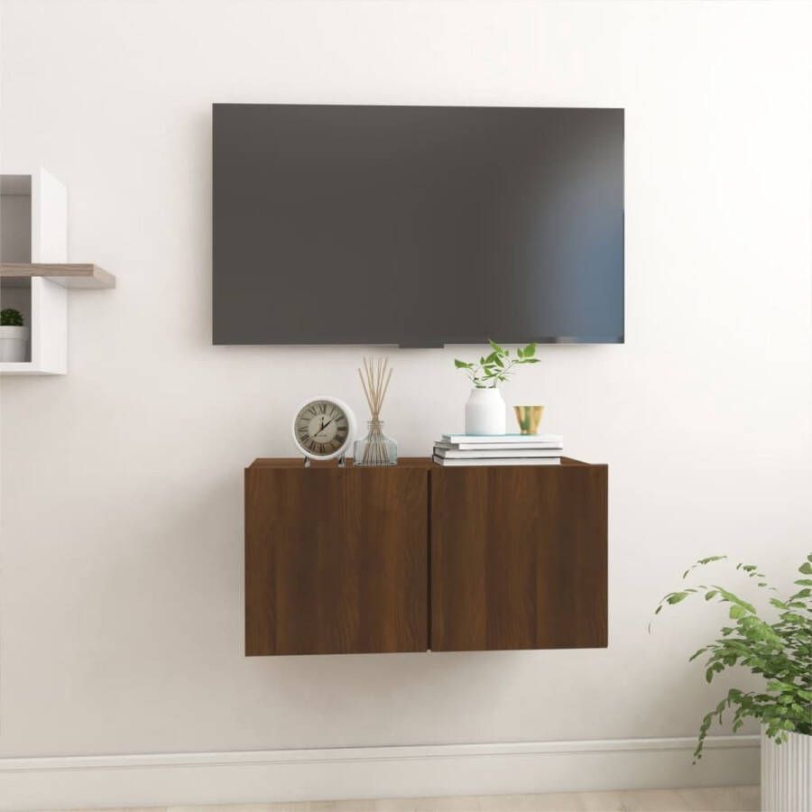 The Living Store Hangend Tv-meubel Moderne Stijl Praktisch Materiaal 60x30x30cm Bruineiken - Foto 2