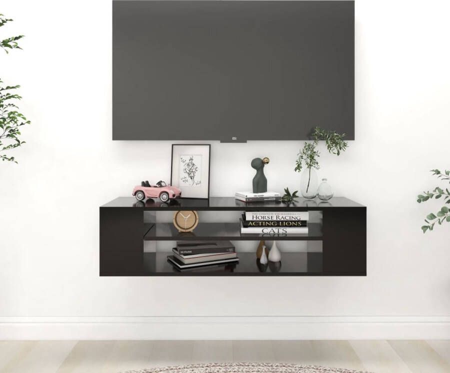 The Living Store Hangend TV-meubel Zwart 100 x 30 x 26.5 cm Duurzaam - Foto 2