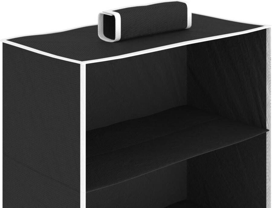 The Living Store Hangende Organiser Kledingkast-organiser Opvouwbaar 30x15x80 cm Zwart en wit 6 schappen 2 stuks Hangende Organizer Kasten Organisatie Kleding Opbergers Stof Organizers Zwarte Organizer - Foto 4