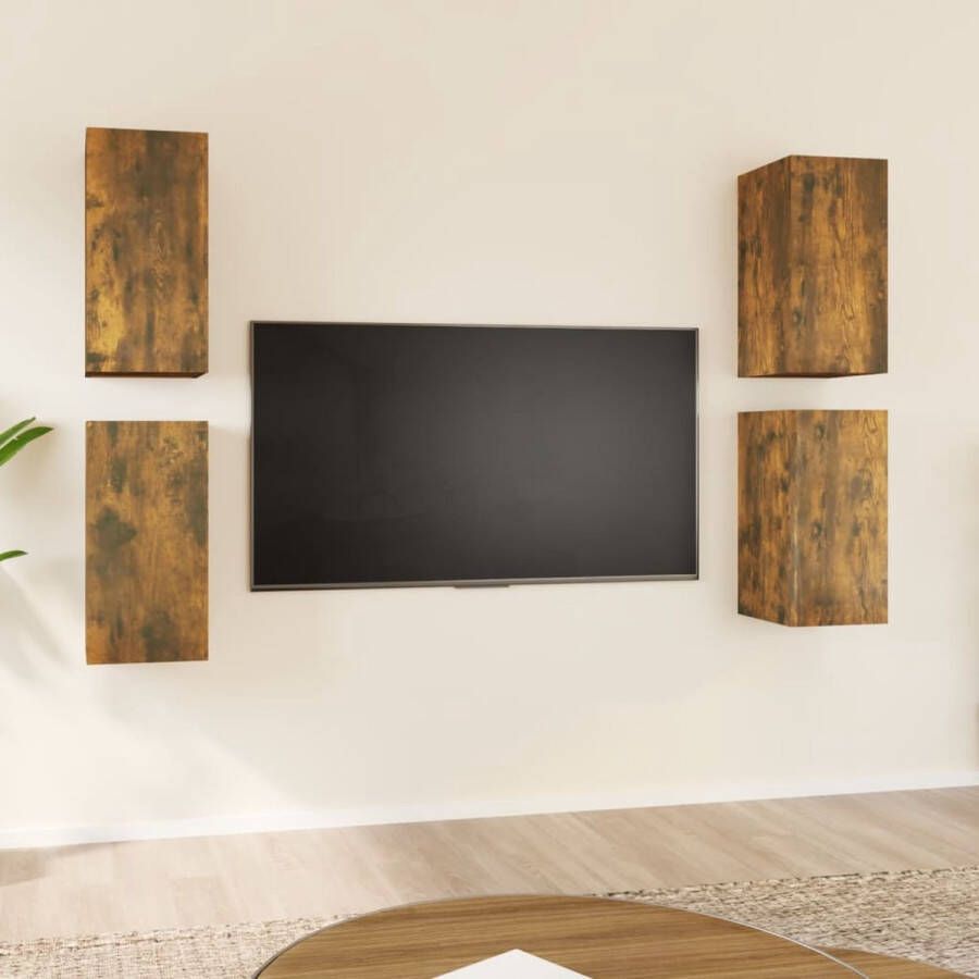 The Living Store Hangende TV-meubelen Moderne Stijl 30.5 x 30 x 60 cm Gerookt eiken - Foto 2