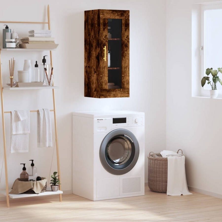 VidaXL The Living Store Hangkast 34 5x34x90 cm gerookt eikenkleurig Hangkast Wandkast Bergruimte Houten Kast Badkamermeubel - Foto 2