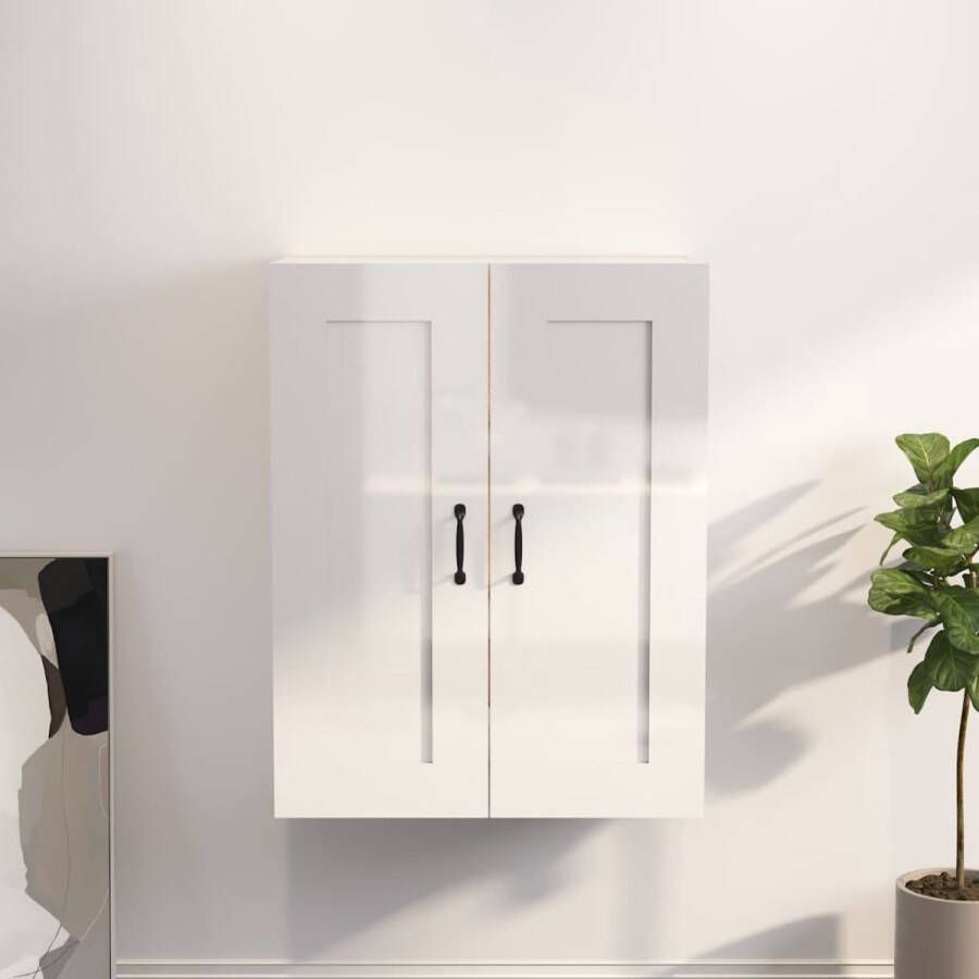 The Living Store Hangkast 69 5x32 5x90 cm hoogglans wit Hangkast Houten Kast Wandkast Opslagoplossing Keukenopslag - Foto 2