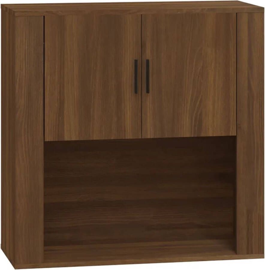 The Living Store Wandkast 80x33x80 cm bewerkt hout bruin eikenkleur Hangkast Houten Kast Bergruimte Wandkast Bruine Eiken - Foto 2