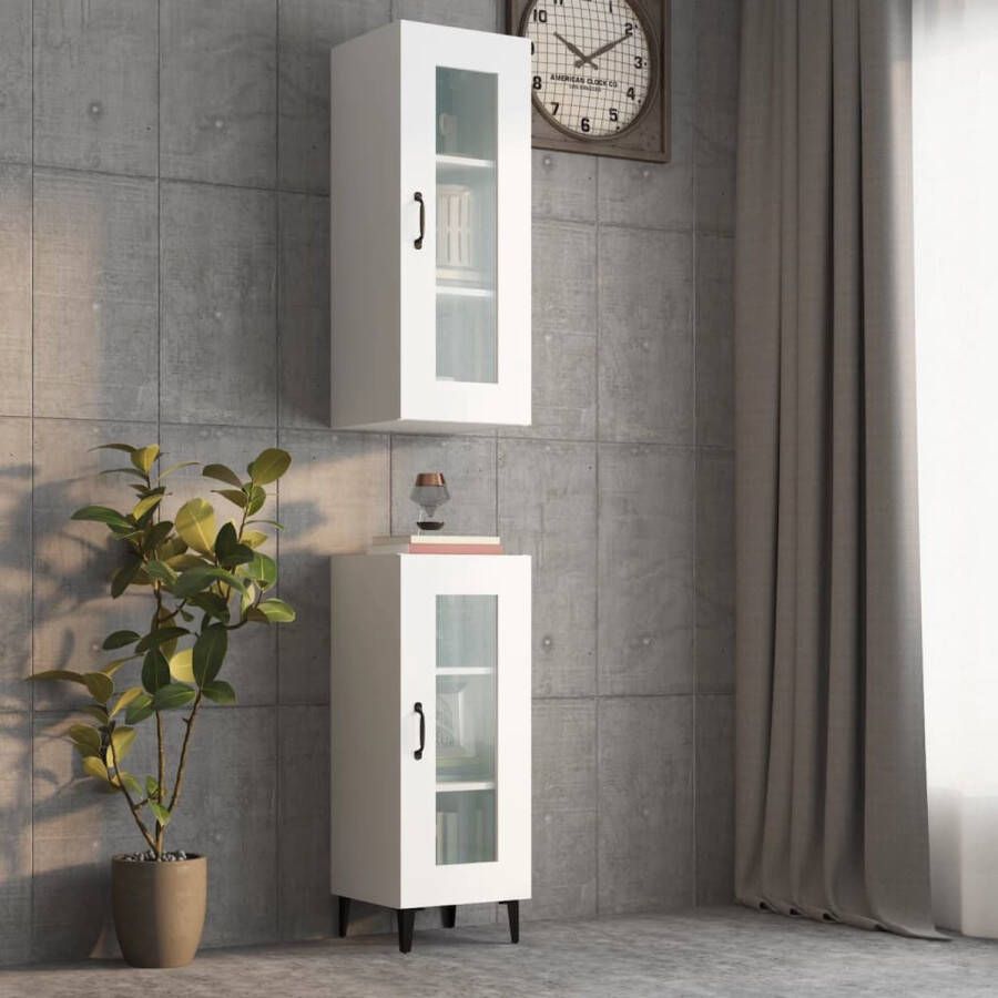 The Living Store Hangkast Vintage Opbergkast 34.5 x 34 x 90 cm Wit