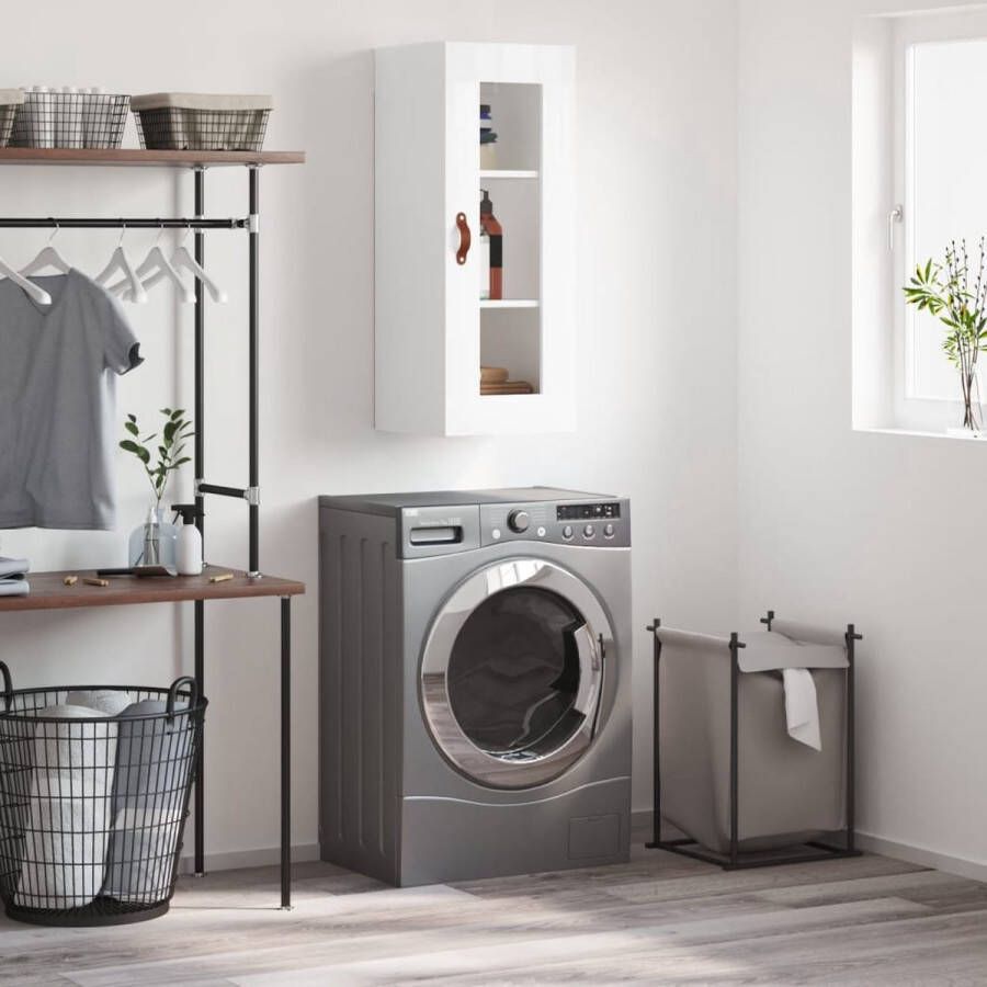 The Living Store Hangkast 34 5x34x90 cm hoogglans wit Hangkast Wandkast Opbergkast Keukenopstelling Badkameropstelling - Foto 2