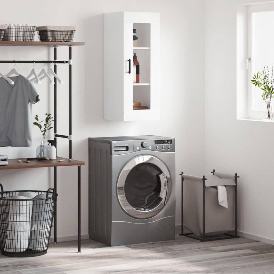 The Living Store Hangkast 34 5x34x90 cm wit Hangkast Wandkast Opbergkast Houten Kast Witte Kast - Foto 3