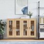 The Living Store Wandmeubel Sonoma eiken 69.5 x 34 x 90 cm bewerkt hout en glas - Thumbnail 1