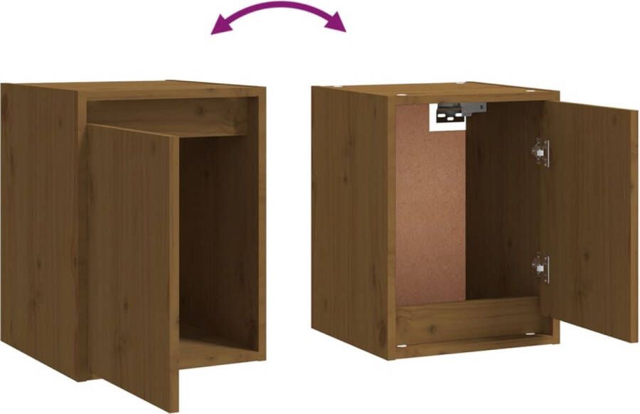 The Living Store Hangkastenset TV-meubelset Massief grenenhout Honingbruin Stevig en praktisch design - Foto 3