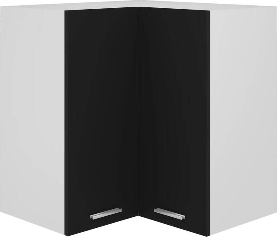 The Living Store Hanghoekkast Lyon 57x57x60 cm bewerkt hout zwart Hangkast Keukenkast Opbergkast Badkamerkast Kleine Kast - Foto 2