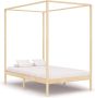 The Living Store Hemelbed Massief Hout 140x200 cm Elegant en Duurzaam Inclusief Lattenbodem - Thumbnail 1