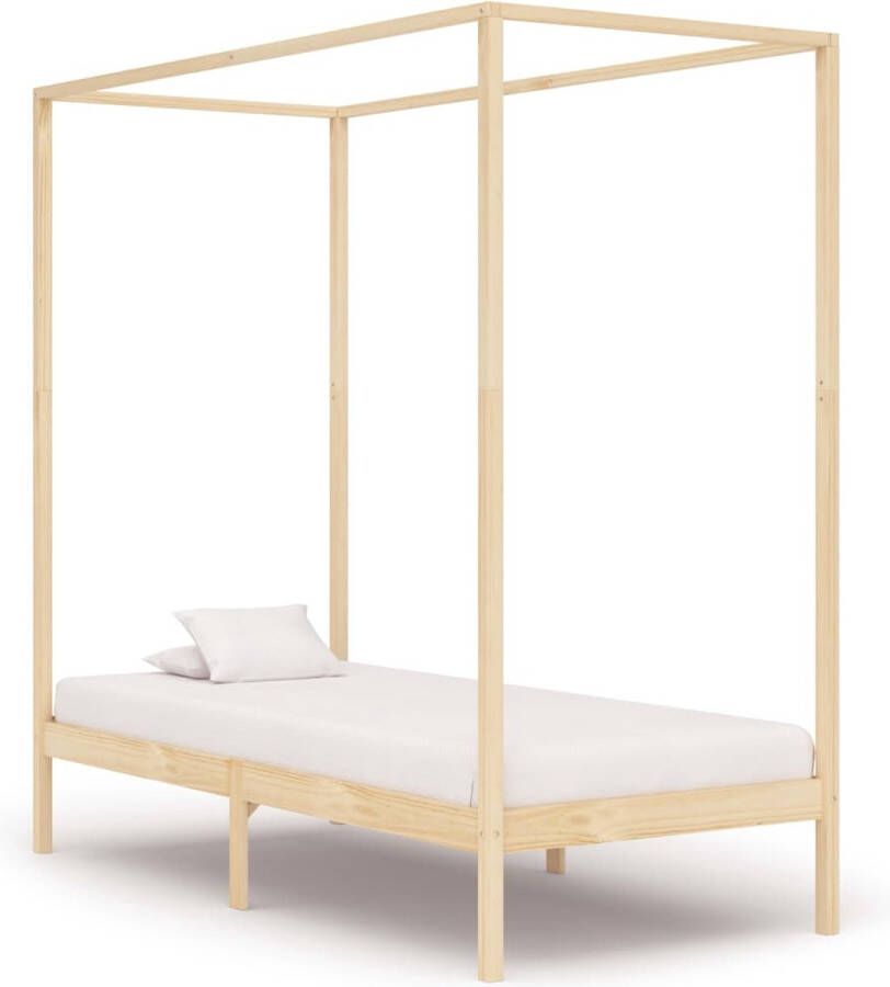 The Living Store Hemelbedframe Massief grenenhout 204x94x200 cm 90x200 cm Elegant en stevig Hemelbed Grenenhouten Bed Eenpersoonsbed Bruin Bed Slaapkamer Meubels - Foto 2