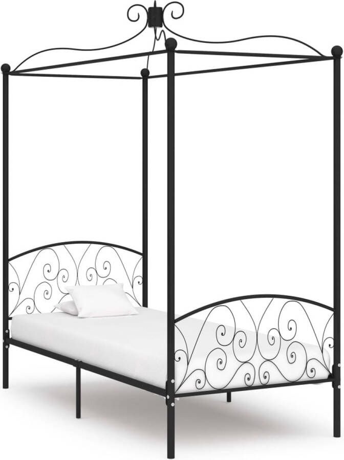 The Living Store Hemelbedframe Metaal 211 x 109 x 227 cm Zwart 100 x 200 cm matras Metalen Hemelbed Zwevende Bed Vintage Bed Hoofdbord Bed Tweepersoons Bed