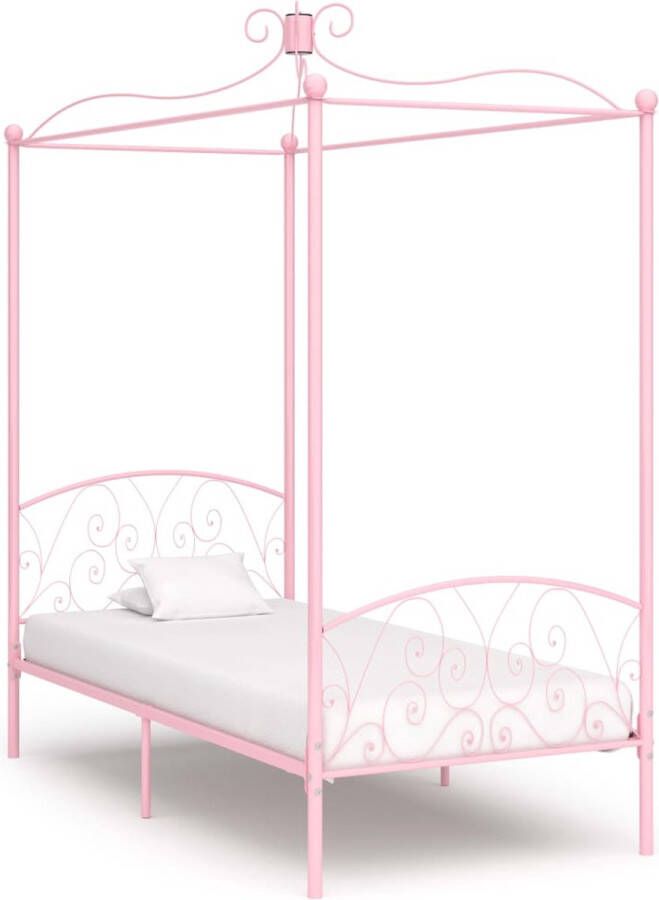 The Living Store Hemelbedframe metaal roze 100x200 cm Bed
